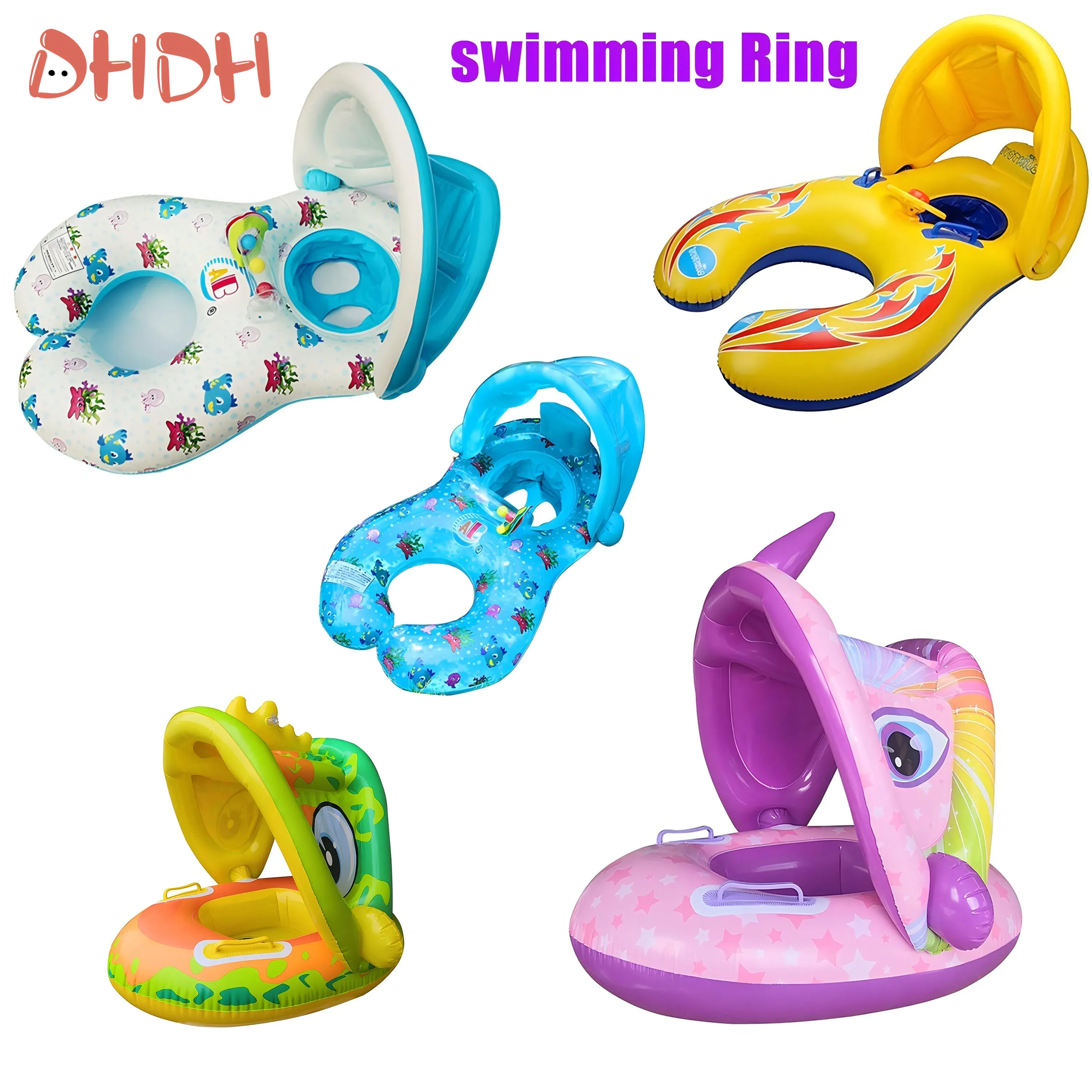 Pool Float Ring Inflatable - Baby Swimming Float with Sunshade –