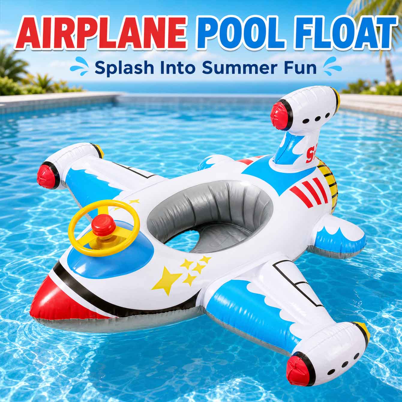 Pool Float Ring Inflatable - 1PC Airplane Swimming Float Inflatable Pool