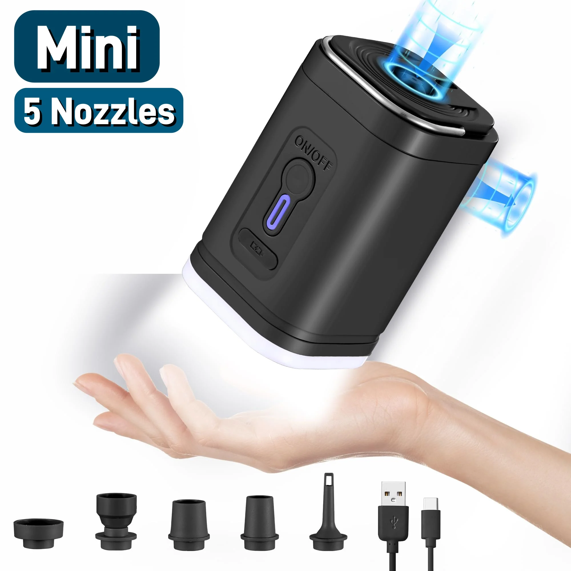 Mini Portable Air Pump with 13 - Pool Lounger Inflatable recension och pris