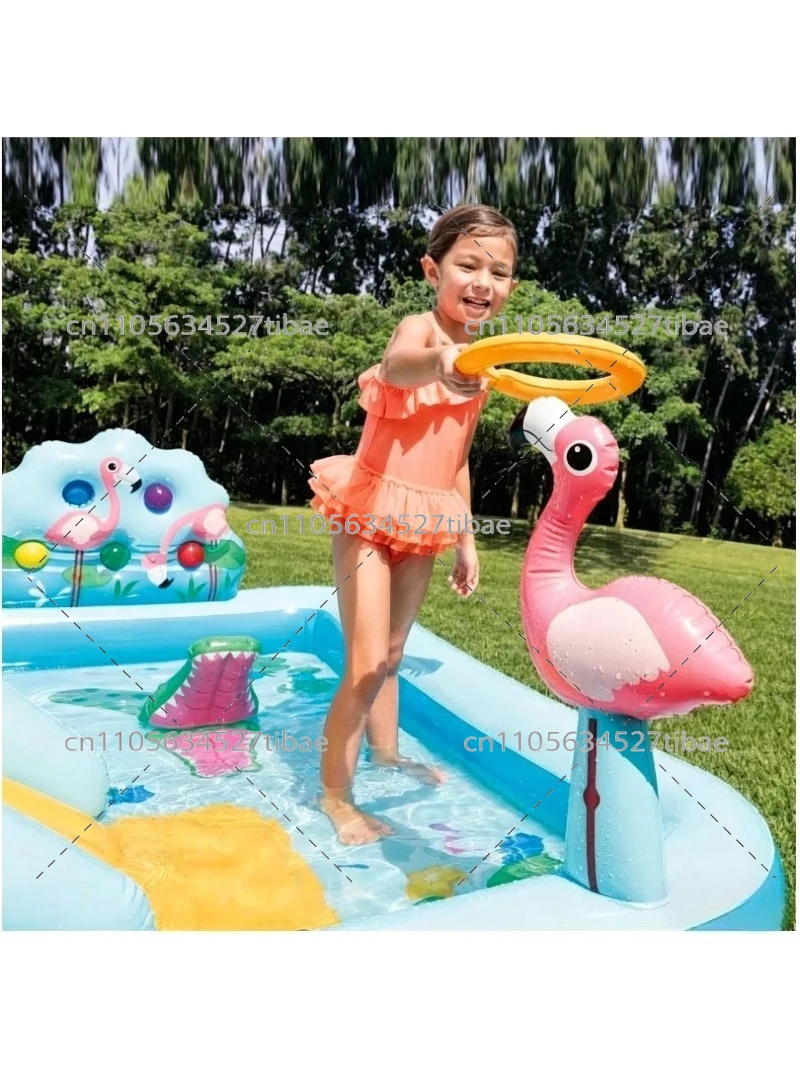 Inflatable Rainbow Kids Pool w - Water Slide Inflatable recension och pris
